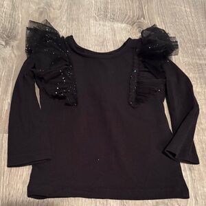 H&M Black Long Sleeve Kids Top with Glitter Ruffles